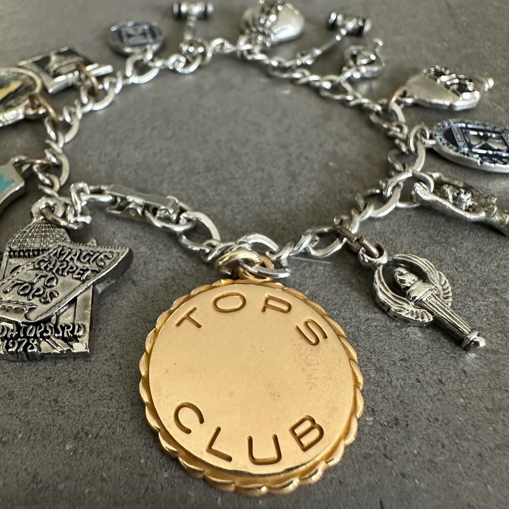 Vintage Florida “TOPS Club” Silver & 10K Gold Filled Charm Bracelet